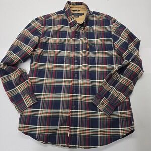 US Polo Assn Mens Large Plaid Button Down Shirt Long Sleeve Navy Cotton